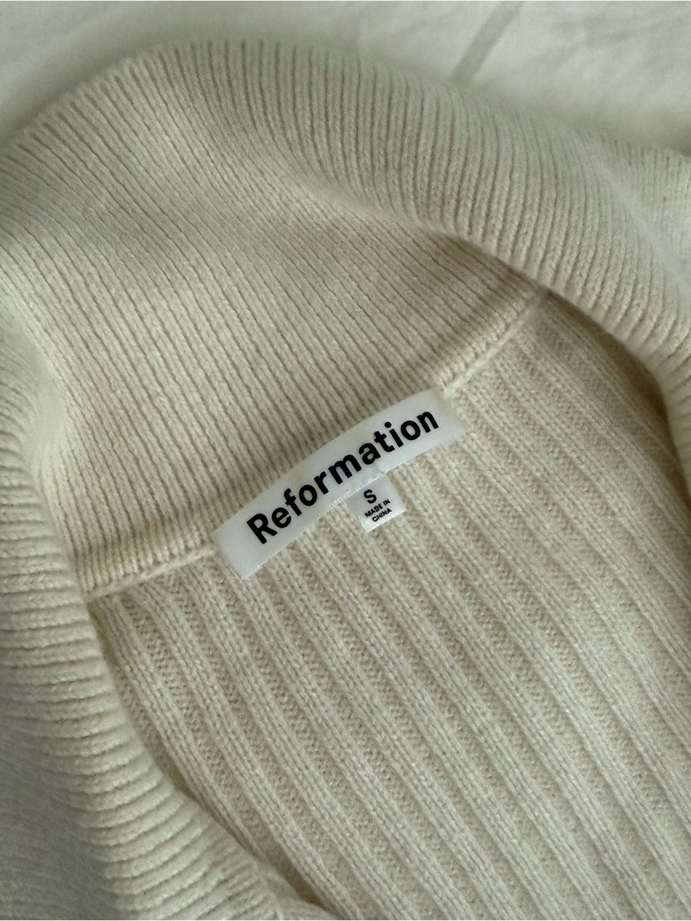 Reformation Ivory Ribbed Collared Button Cardigan - Picture 4 of 4